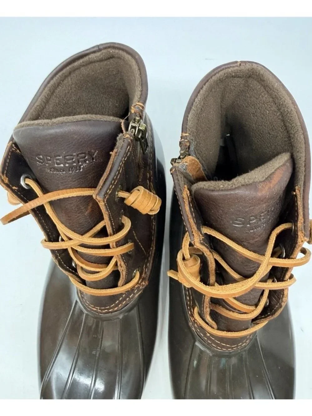 Sperry Top-Sider Saltwater Leather Rubber Duck Boots Brown Women's US 9